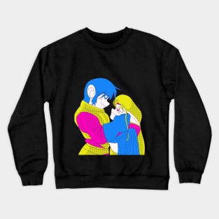 parn and deedlit embracing 80s color halftone Crewneck Sweatshirt